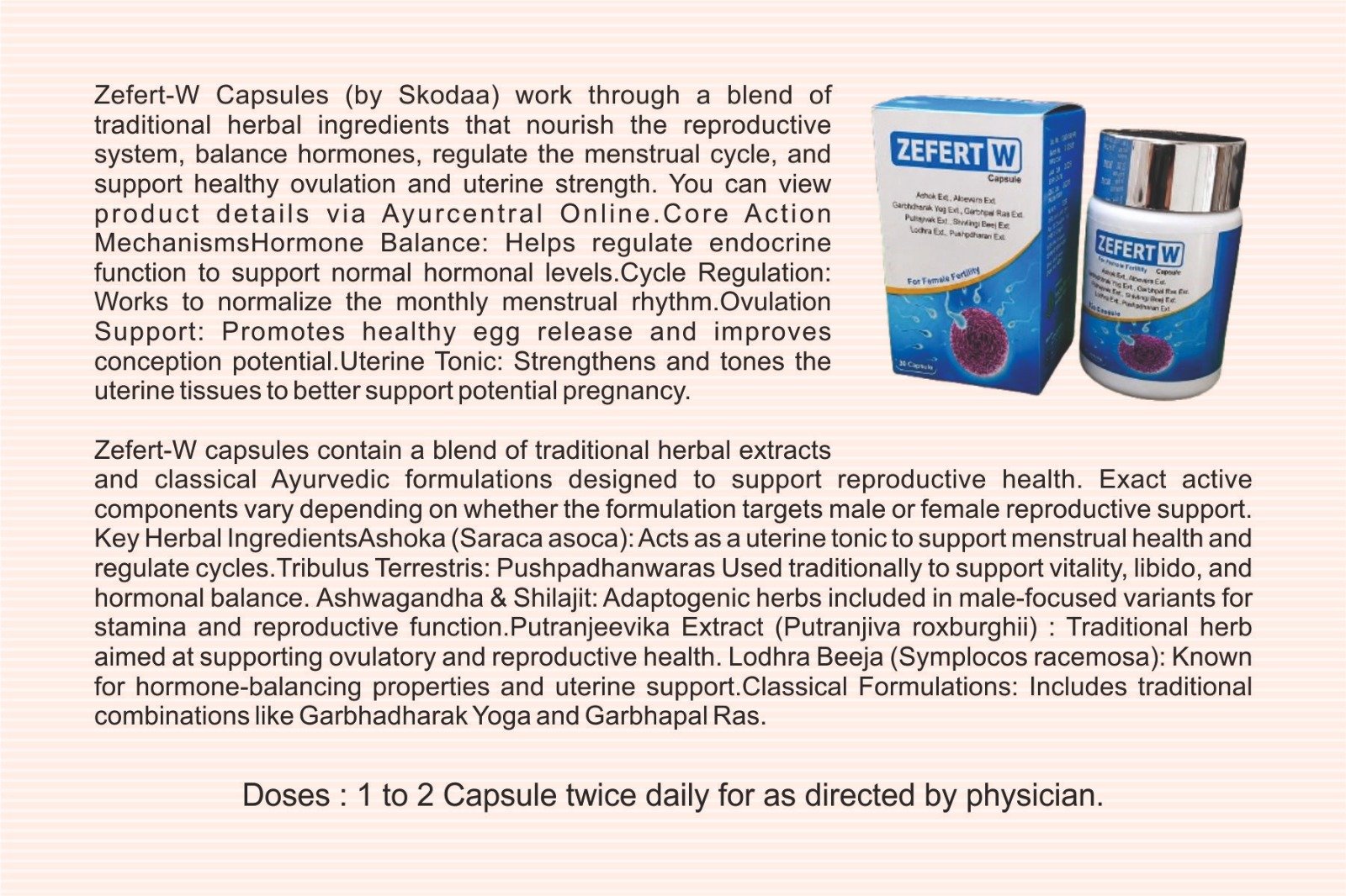 Zefert-W Ayurvedic women's reproductive wellness product